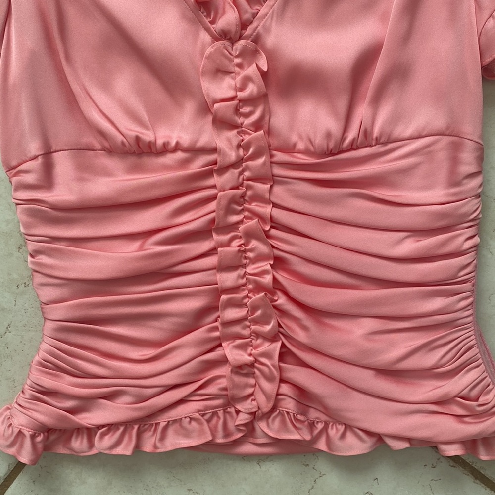 Antonio Melani Silk Spandex Small Pink ruffle blouse - Picture 4 of 7